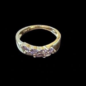 Elegant 18K Gold Plated Ring with Purple Stones by Pretty Bird 🆕